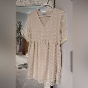 Grace Karin Cream Textured Midi Dress